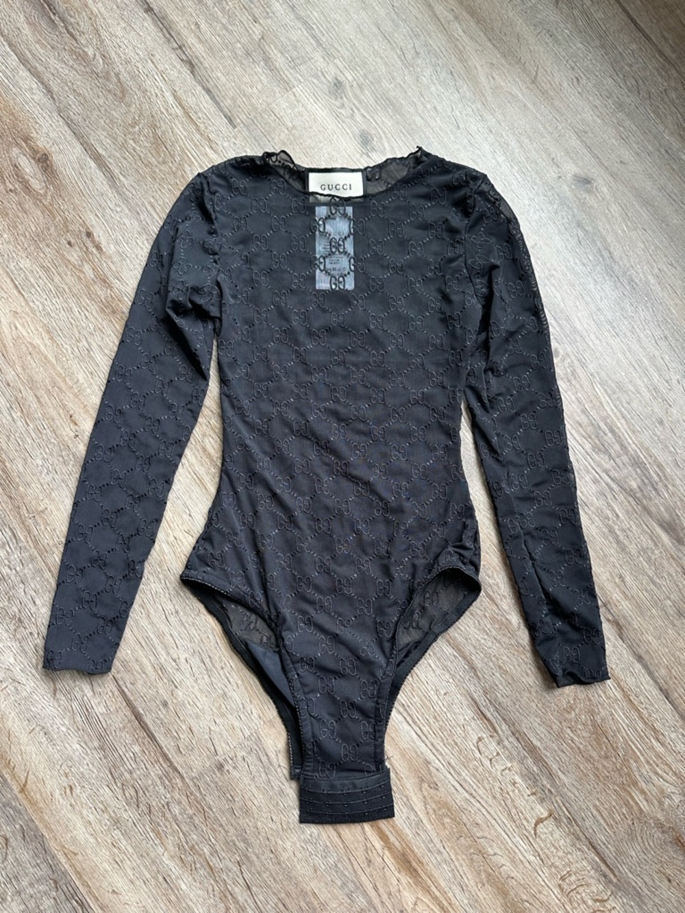Gucci Black Sheer GG Logo Bodysuit - Picture 2 of 6